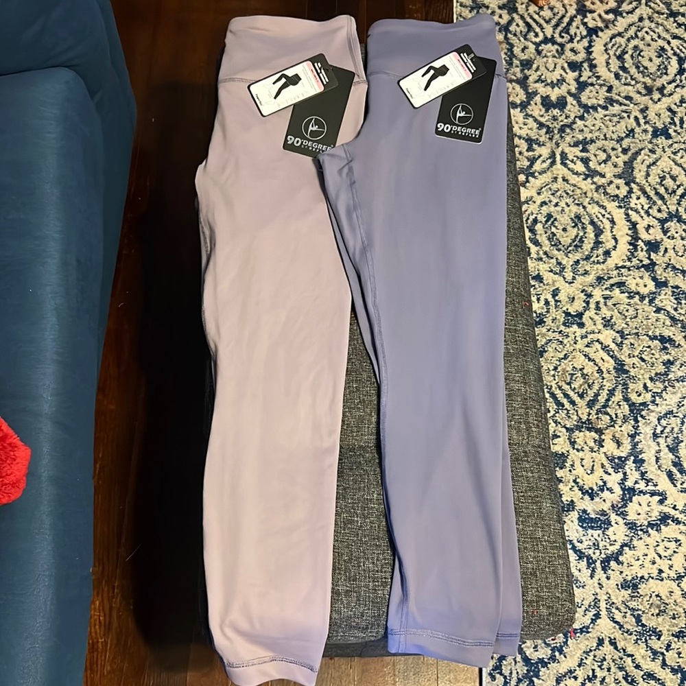 2 pairs of 90 Degree cropped leggings by Reflex.  Size Medium.